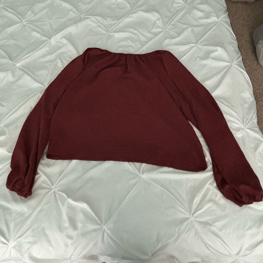 SHEIN Coffee Brown Lantern Sleeve Blouse